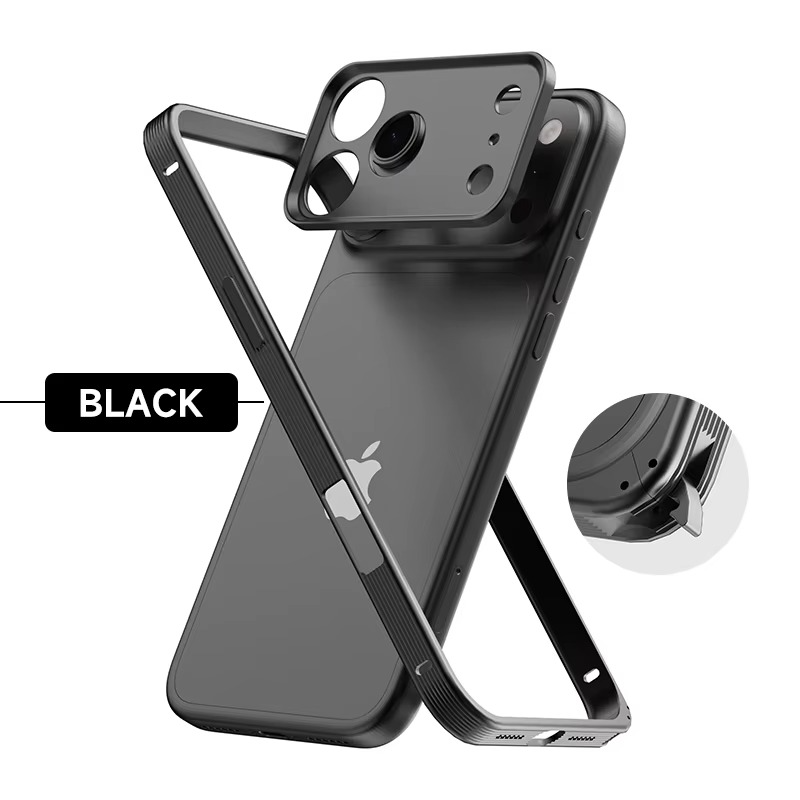 Premium iPhone Case MagSafe Compatible Protective Cover Metal Frame Heat Dissipation Design Anti Slip Grip Shockproof Camera Lens Protection Slim Structure