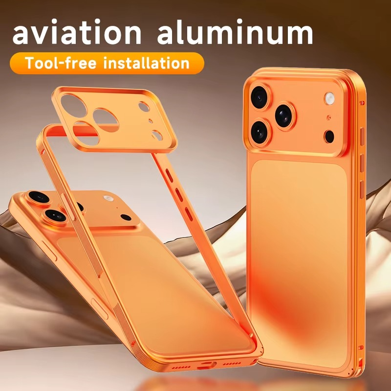 Premium iPhone Case MagSafe Compatible Protective Cover Metal Frame Heat Dissipation Design Anti Slip Grip Shockproof Camera Lens Protection Slim Structure