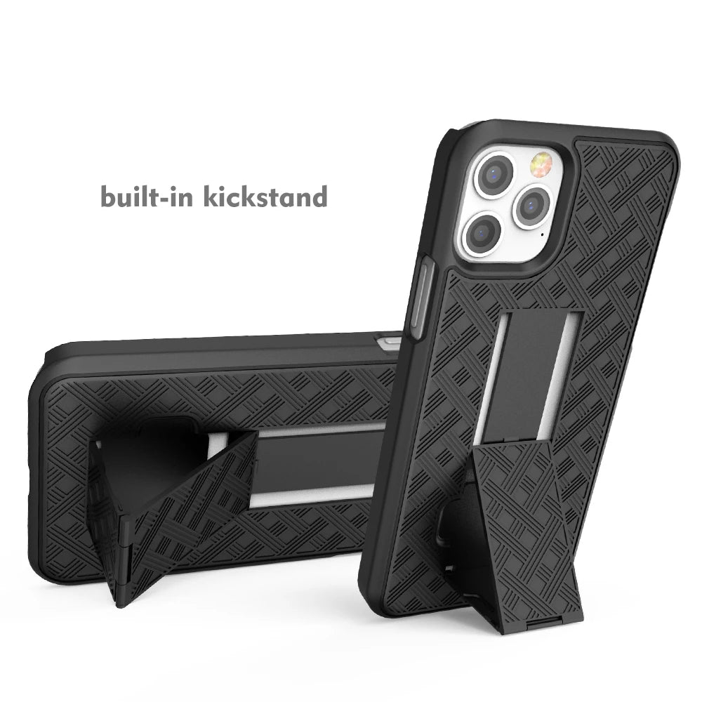 Premium iPhone Case MagSafe Compatible Rugged Armor Belt Clip Holster Kickstand Shockproof Protective Cover Camera Lens Protection Heavy Duty Design