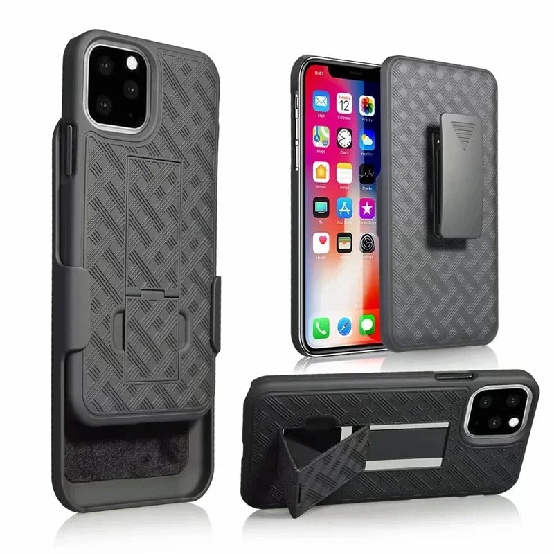 Premium iPhone Case MagSafe Compatible Rugged Armor Belt Clip Holster Kickstand Shockproof Protective Cover Camera Lens Protection Heavy Duty Design