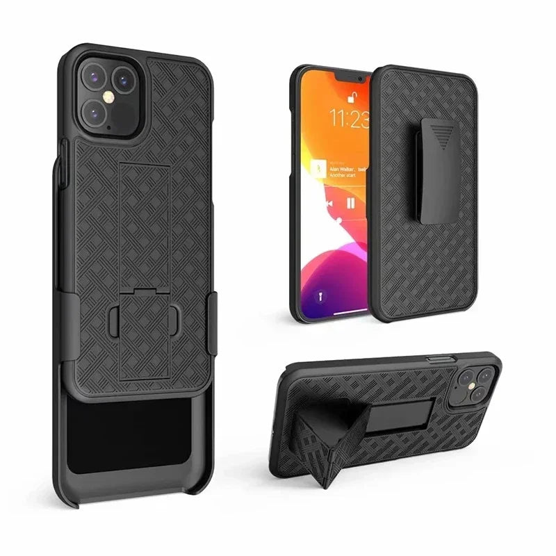Premium iPhone Case MagSafe Compatible Rugged Armor Belt Clip Holster Kickstand Shockproof Protective Cover Camera Lens Protection Heavy Duty Design