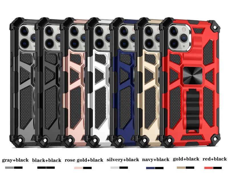 Premium iPhone Case MagSafe Compatible Rugged Armor Camouflage Kickstand Shockproof Protective Cover Camera Lens Protection Heavy Duty Design