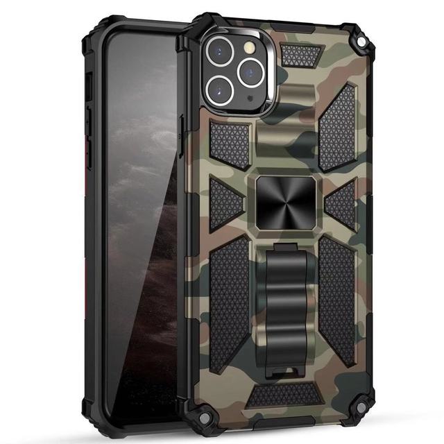 Premium iPhone Case MagSafe Compatible Rugged Armor Camouflage Kickstand Shockproof Protective Cover Camera Lens Protection Heavy Duty Design