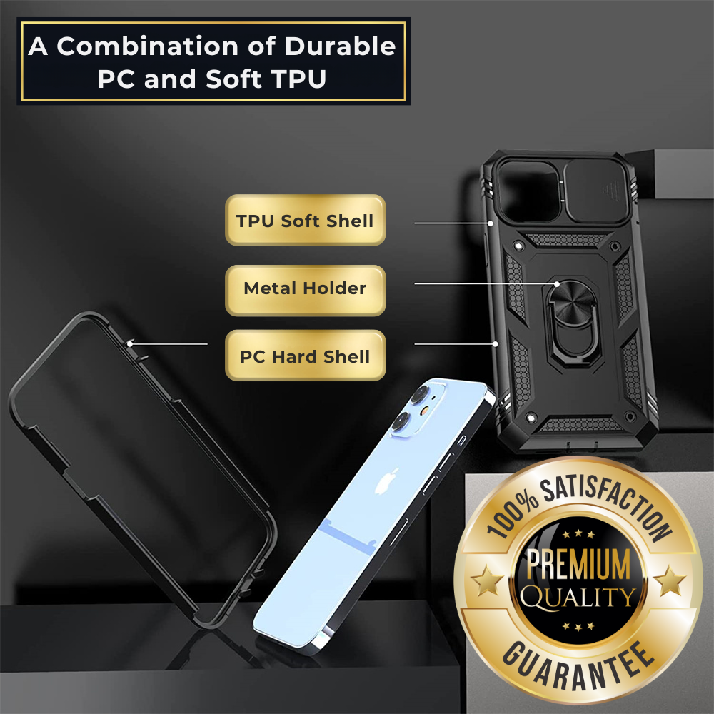 Premium iPhone Case MagSafe Compatible Rugged Armor Kickstand Card Holder Shockproof Protective Cover 360 Protection Camera Lens Protection Heavy Duty Design