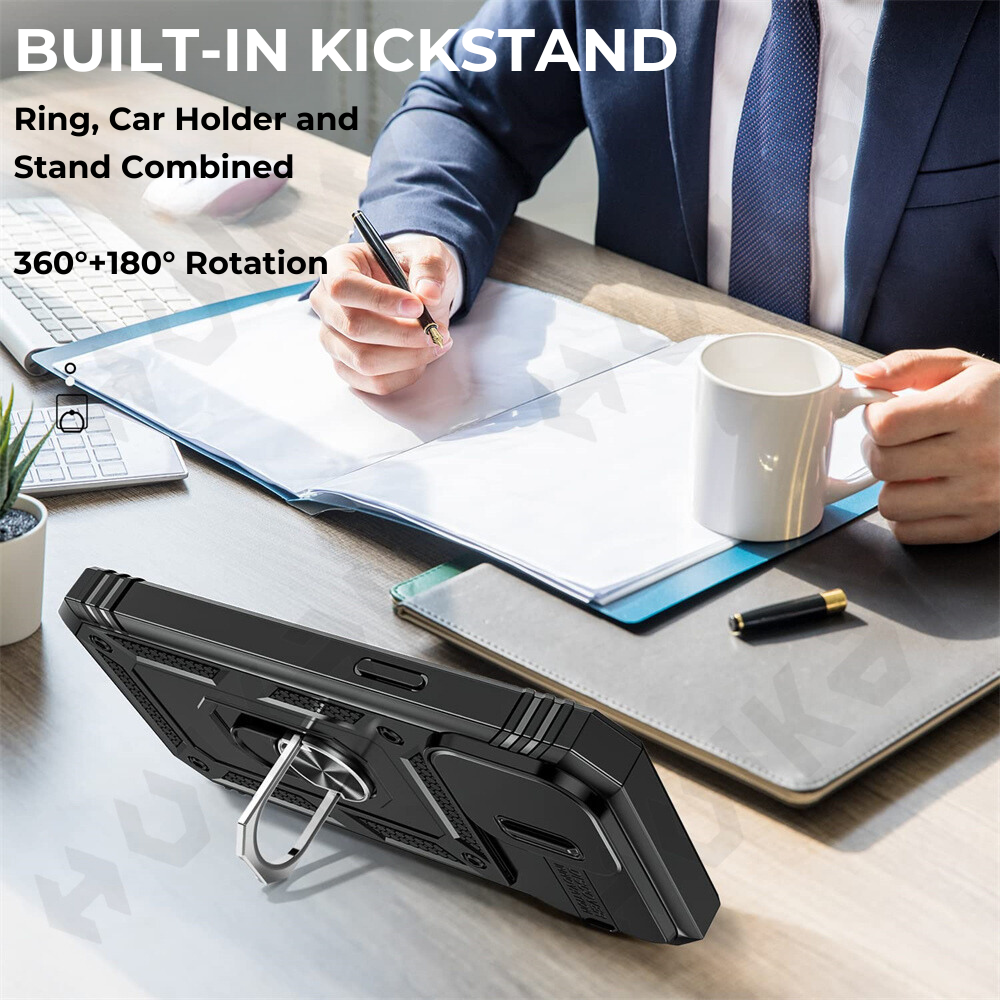 Premium iPhone Case MagSafe Compatible Rugged Armor Kickstand Card Holder Shockproof Protective Cover 360 Protection Camera Lens Protection Heavy Duty Design