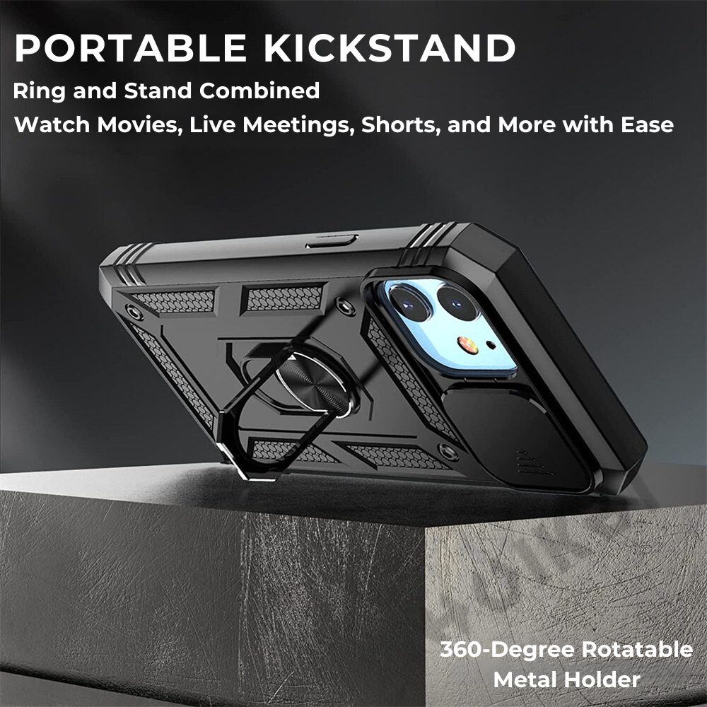 Premium iPhone Case MagSafe Compatible Rugged Armor Kickstand Card Holder Shockproof Protective Cover 360 Protection Camera Lens Protection Heavy Duty Design
