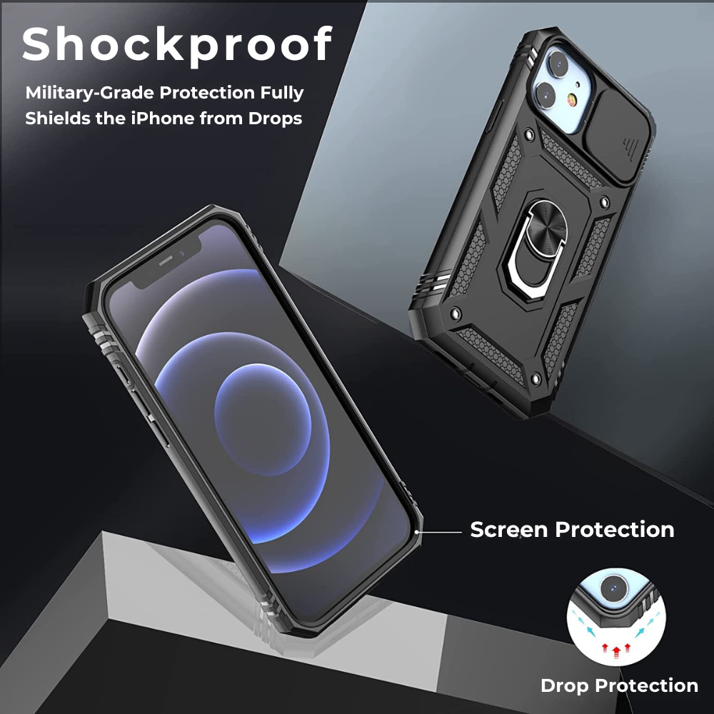 Premium iPhone Case MagSafe Compatible Rugged Armor Kickstand Card Holder Shockproof Protective Cover 360 Protection Camera Lens Protection Heavy Duty Design