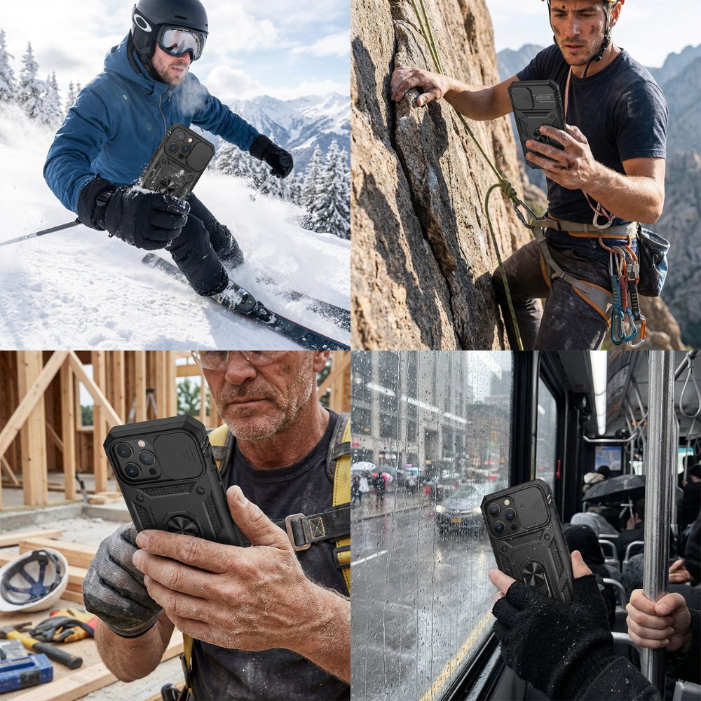 Premium iPhone Case MagSafe Compatible Rugged Armor Kickstand Card Holder Shockproof Protective Cover 360 Protection Camera Lens Protection Heavy Duty Design