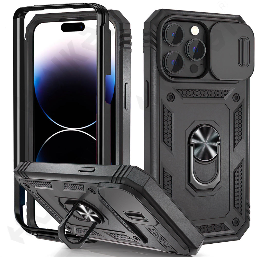 Premium iPhone Case MagSafe Compatible Rugged Armor Kickstand Card Holder Shockproof Protective Cover 360 Protection Camera Lens Protection Heavy Duty Design