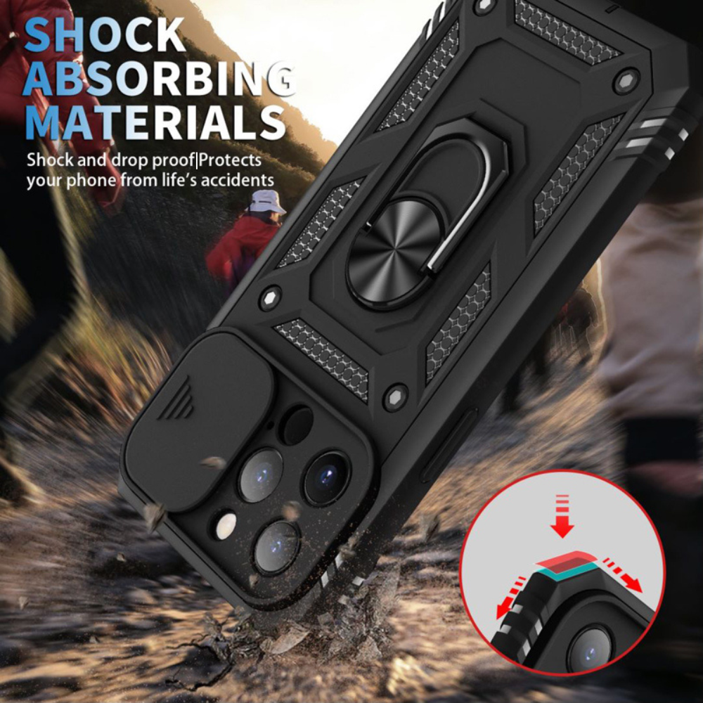 Premium iPhone Case MagSafe Compatible Rugged Armor Kickstand Card Holder Shockproof Protective Cover 360 Protection Camera Lens Protection Heavy Duty Design