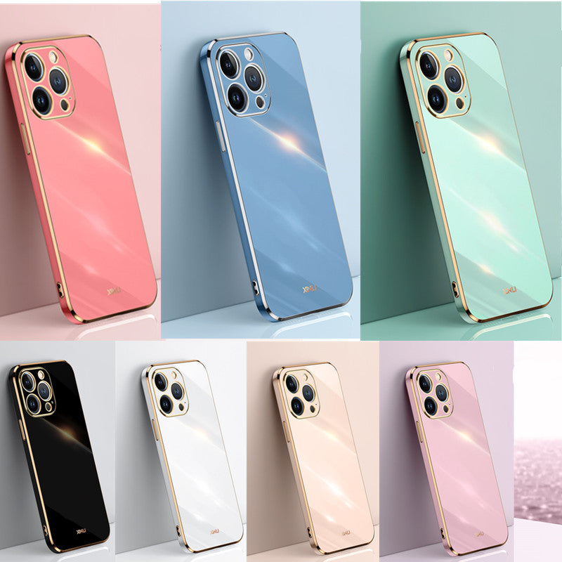 Premium iPhone Case MagSafe Compatible Silicone Shockproof Protective Cover Glossy Square Texture Camera Lens Protection Slim Design