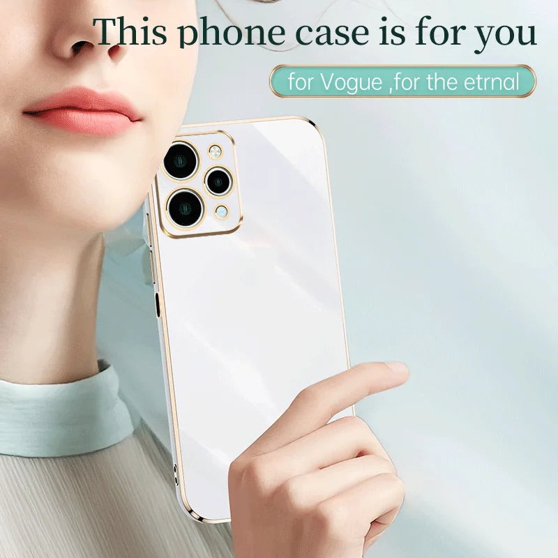 Premium iPhone Case MagSafe Compatible Silicone Shockproof Protective Cover Glossy Square Texture Camera Lens Protection Slim Design