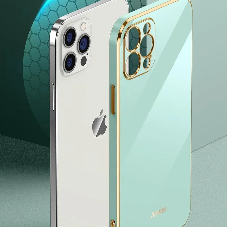 Premium iPhone Case MagSafe Compatible Silicone Shockproof Protective Cover Glossy Square Texture Camera Lens Protection Slim Design
