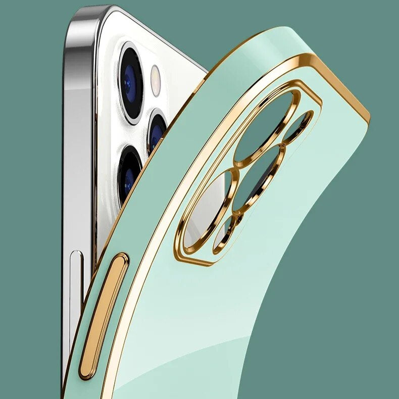 Premium iPhone Case MagSafe Compatible Silicone Shockproof Protective Cover Glossy Square Texture Camera Lens Protection Slim Design