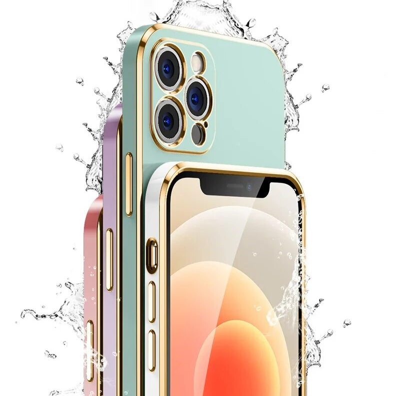 Premium iPhone Case MagSafe Compatible Silicone Shockproof Protective Cover Glossy Square Texture Camera Lens Protection Slim Design