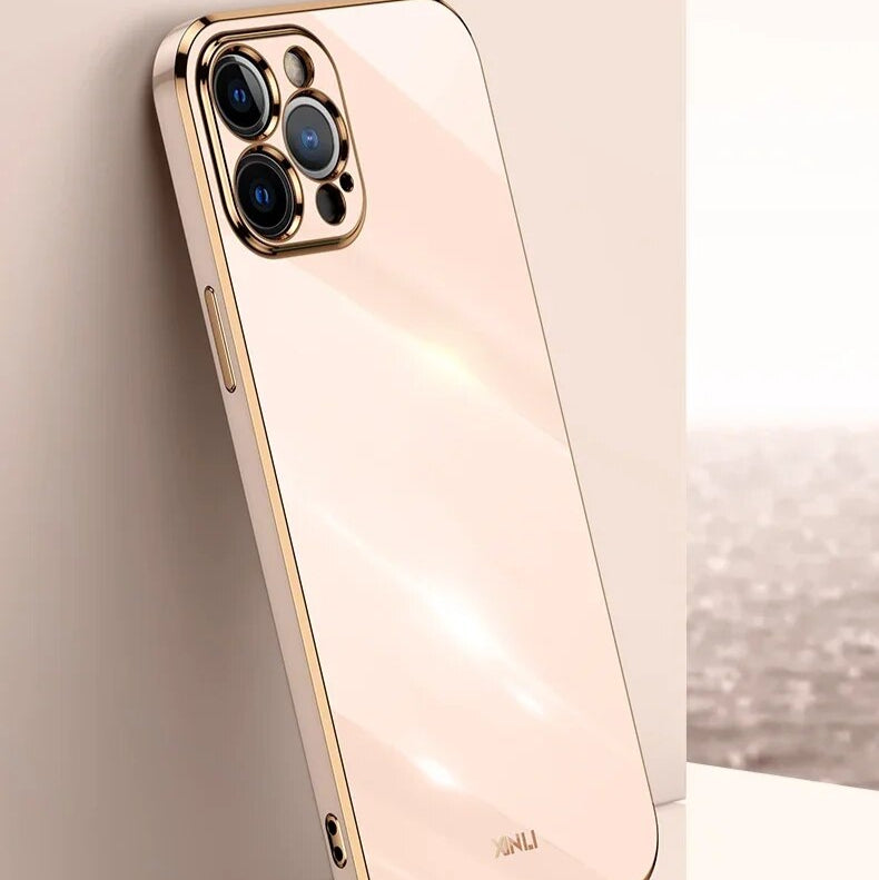 Premium iPhone Case MagSafe Compatible Silicone Shockproof Protective Cover Glossy Square Texture Camera Lens Protection Slim Design