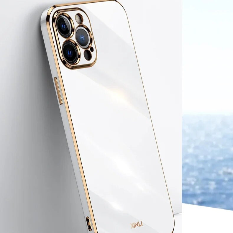 Premium iPhone Case MagSafe Compatible Silicone Shockproof Protective Cover Glossy Square Texture Camera Lens Protection Slim Design
