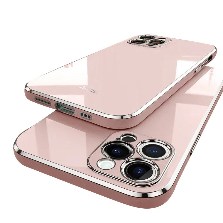 Premium iPhone Case MagSafe Compatible Silicone Shockproof Protective Cover Glossy Square Texture Camera Lens Protection Slim Design