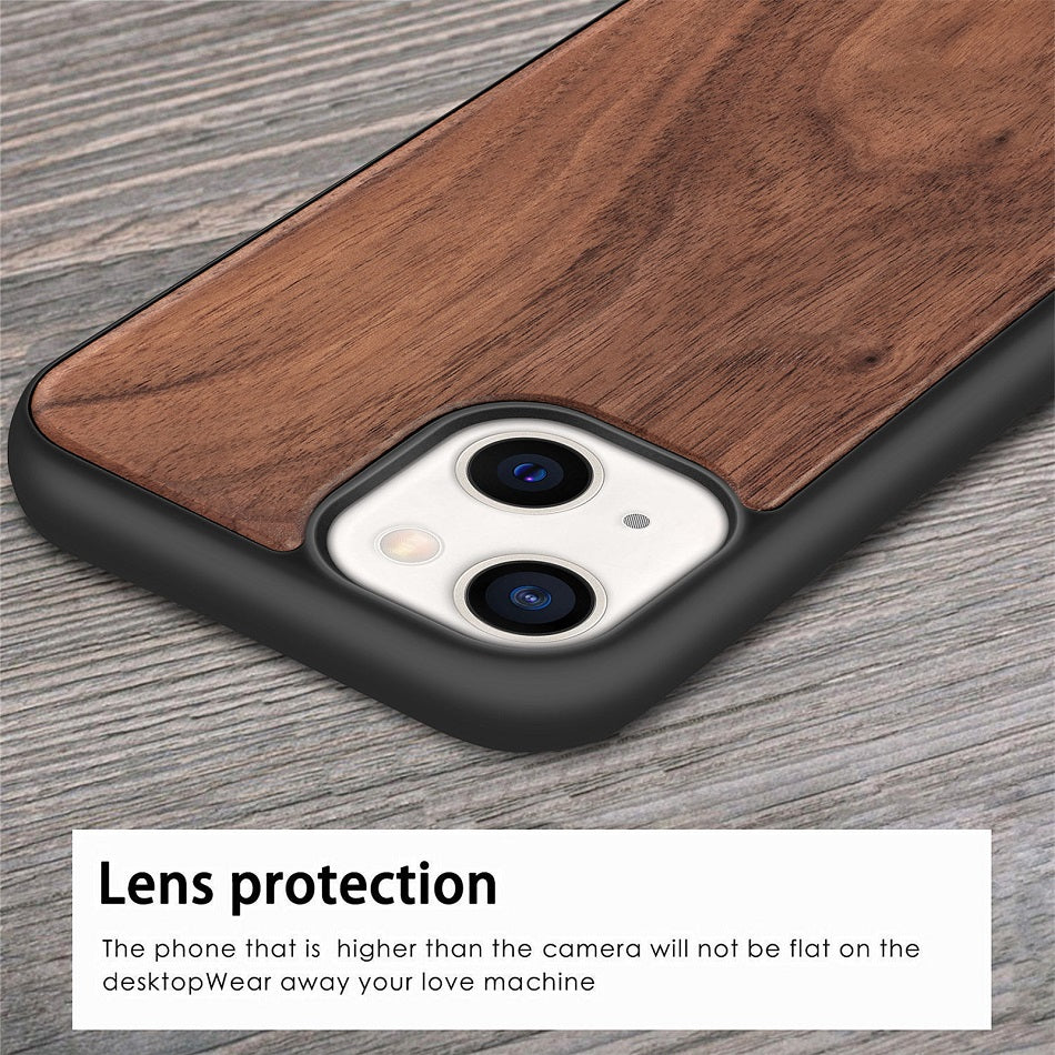 Premium iPhone Case MagSafe Compatible Solid Bamboo Wood Shockproof Protective Cover Hard Back Camera Lens Protection Slim Natural Design