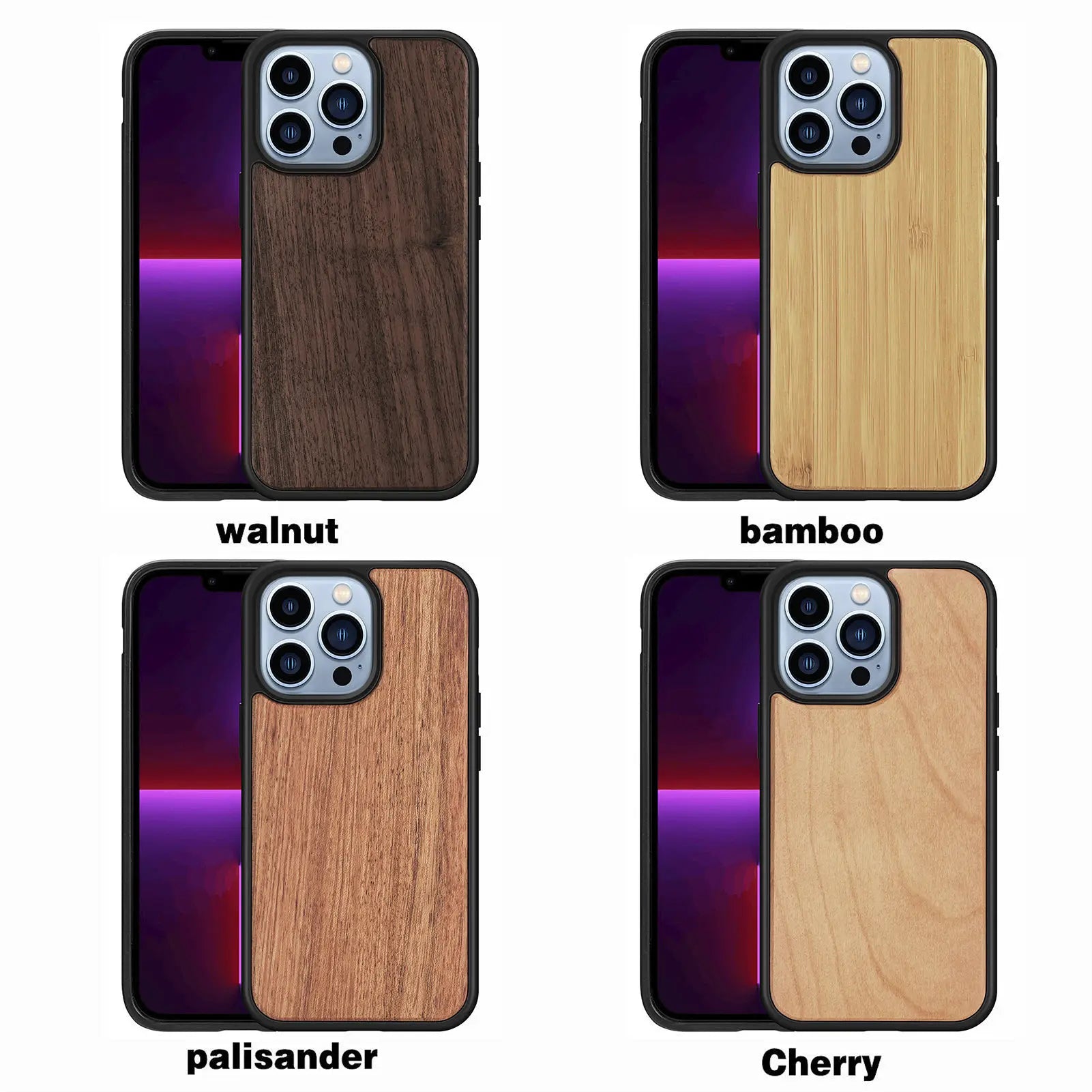Premium iPhone Case MagSafe Compatible Solid Bamboo Wood Shockproof Protective Cover Hard Back Camera Lens Protection Slim Natural Design