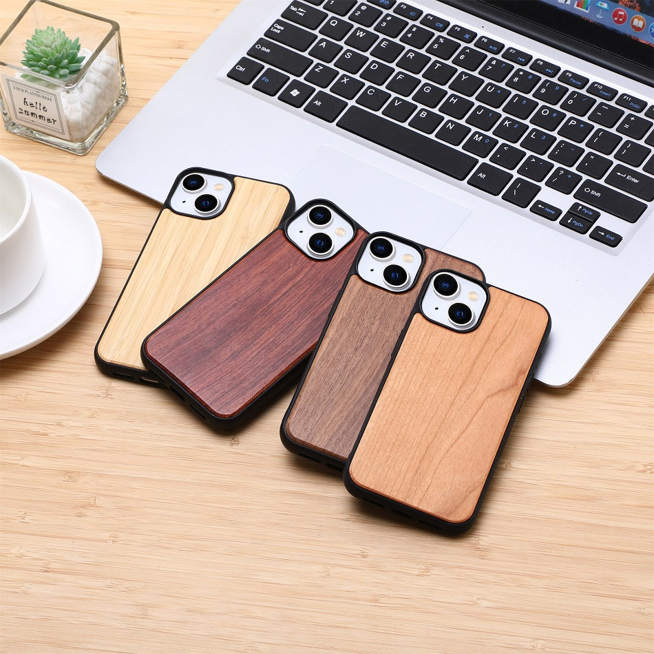 Premium iPhone Case MagSafe Compatible Solid Bamboo Wood Shockproof Protective Cover Hard Back Camera Lens Protection Slim Natural Design