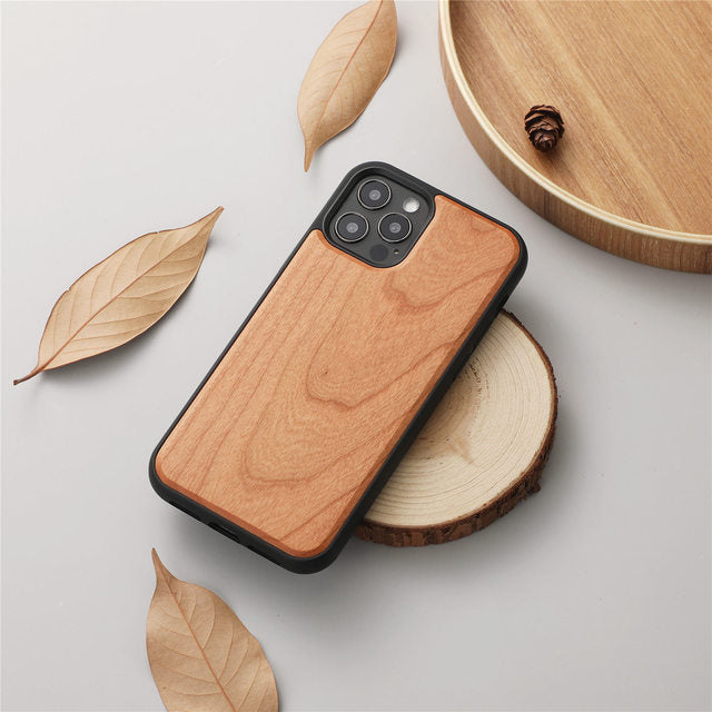 Premium iPhone Case MagSafe Compatible Solid Bamboo Wood Shockproof Protective Cover Hard Back Camera Lens Protection Slim Natural Design