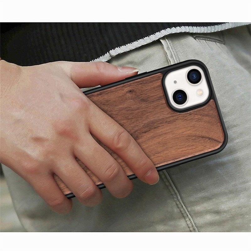 Premium iPhone Case MagSafe Compatible Solid Bamboo Wood Shockproof Protective Cover Hard Back Camera Lens Protection Slim Natural Design