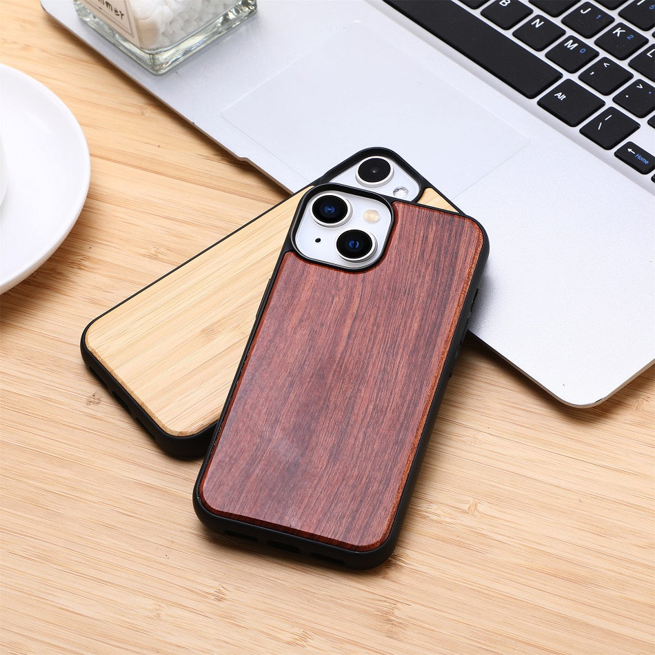 Premium iPhone Case MagSafe Compatible Solid Bamboo Wood Shockproof Protective Cover Hard Back Camera Lens Protection Slim Natural Design