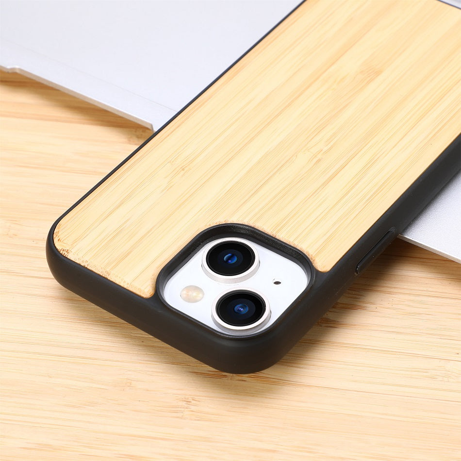 Premium iPhone Case MagSafe Compatible Solid Bamboo Wood Shockproof Protective Cover Hard Back Camera Lens Protection Slim Natural Design