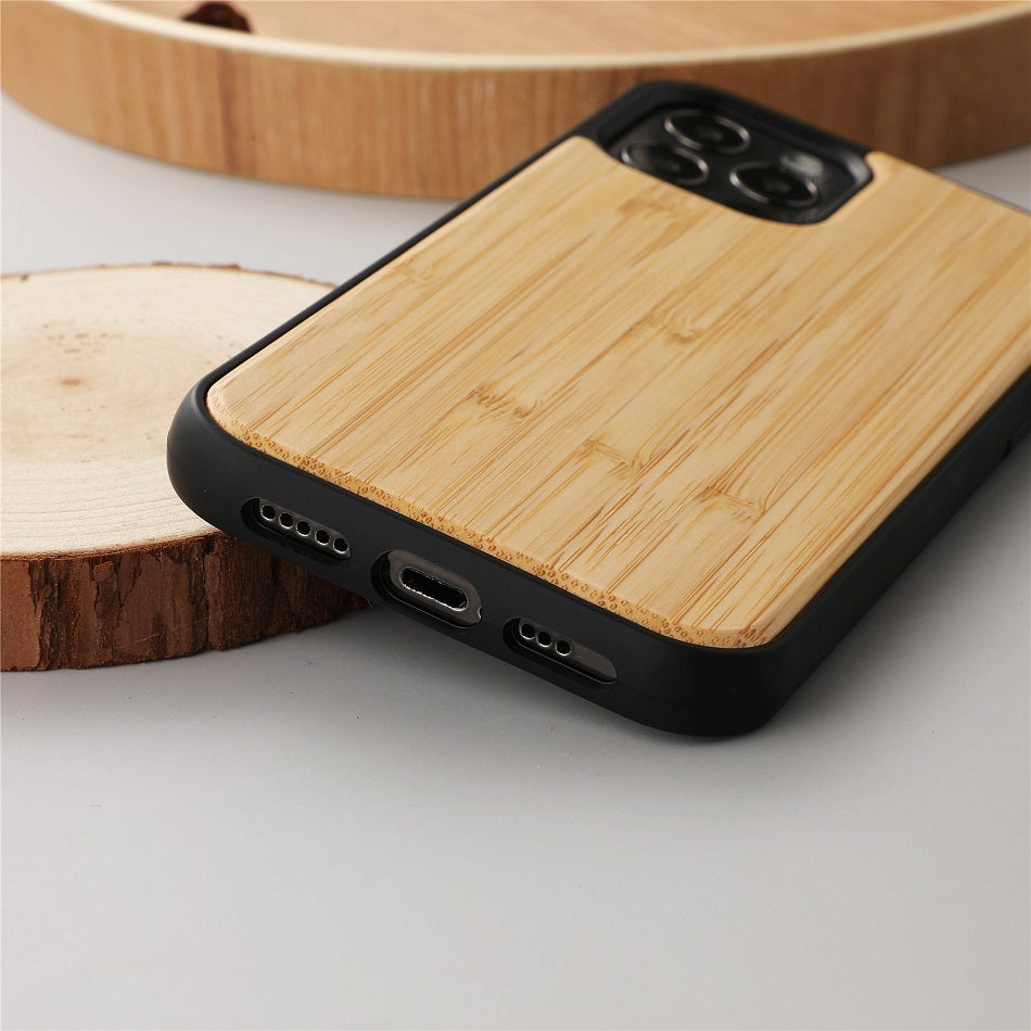 Premium iPhone Case MagSafe Compatible Solid Bamboo Wood Shockproof Protective Cover Hard Back Camera Lens Protection Slim Natural Design