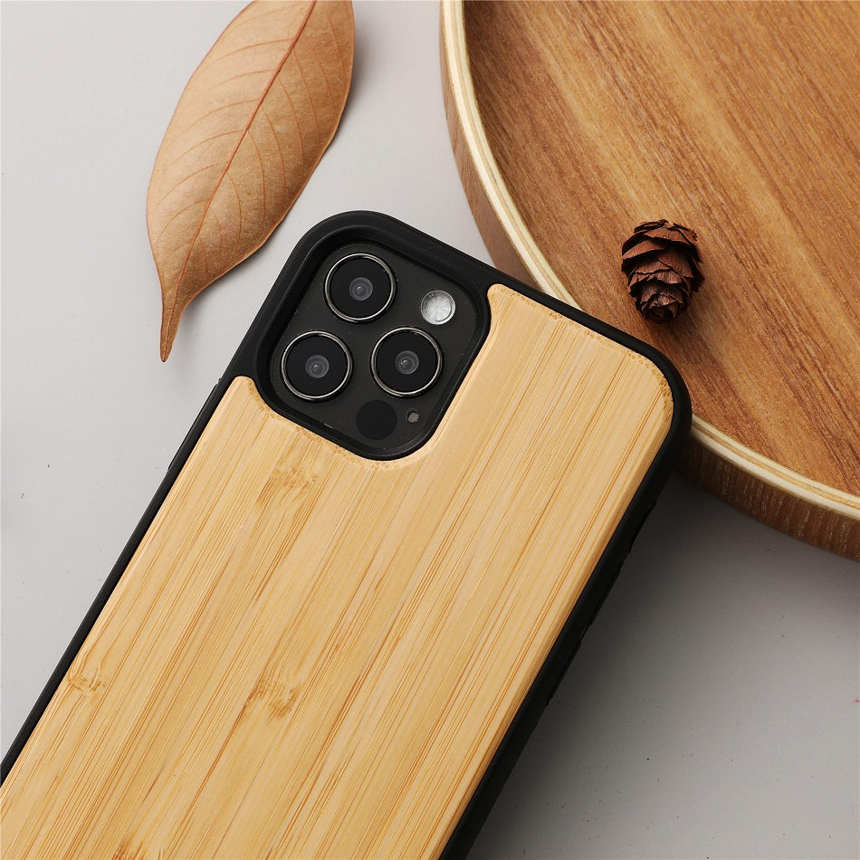 Premium iPhone Case MagSafe Compatible Solid Bamboo Wood Shockproof Protective Cover Hard Back Camera Lens Protection Slim Natural Design