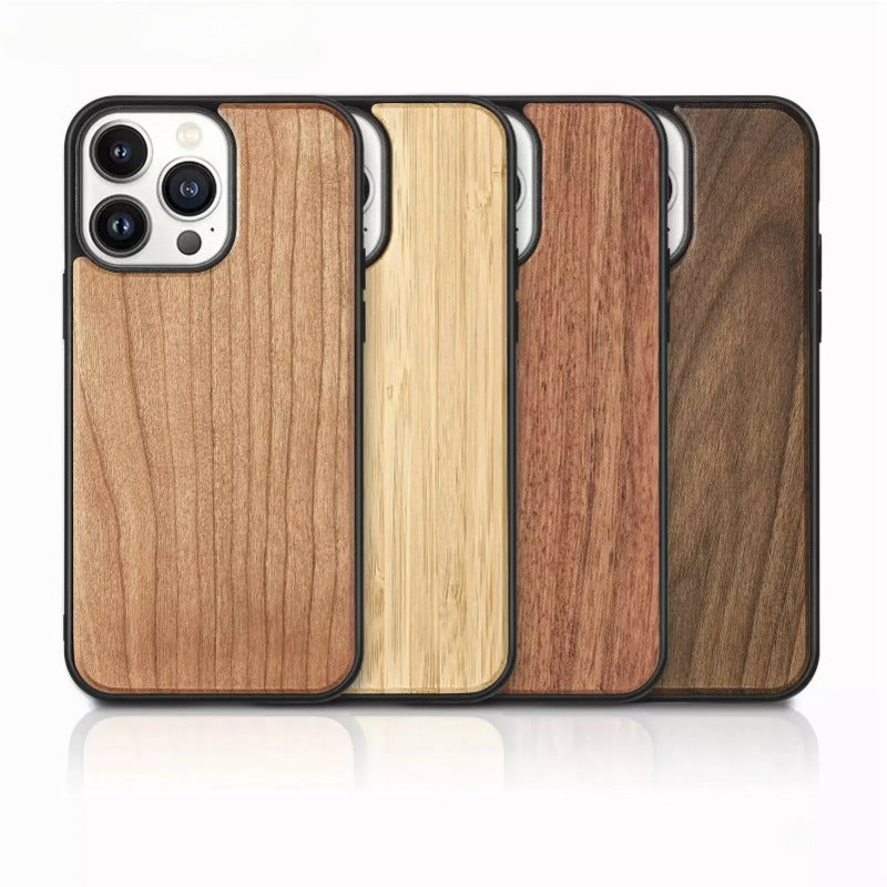 Premium iPhone Case MagSafe Compatible Solid Bamboo Wood Shockproof Protective Cover Hard Back Camera Lens Protection Slim Natural Design