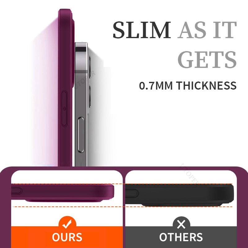 Premium iPhone Case MagSafe Compatible Square Liquid Silicone Shockproof Protective Cover Camera Lens Protection Slim Design