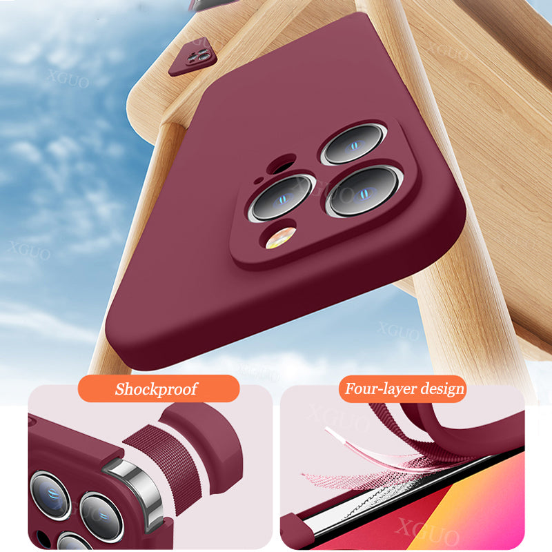 Premium iPhone Case MagSafe Compatible Square Liquid Silicone Shockproof Protective Cover Camera Lens Protection Slim Design