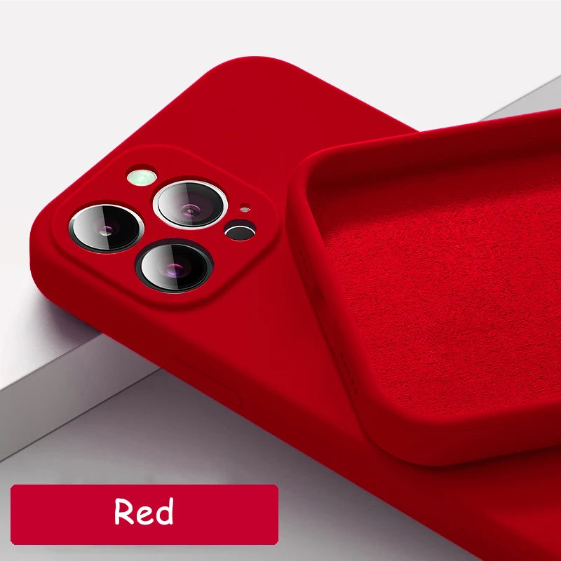 Premium iPhone Case MagSafe Compatible Square Liquid Silicone Shockproof Protective Cover Camera Lens Protection Slim Design