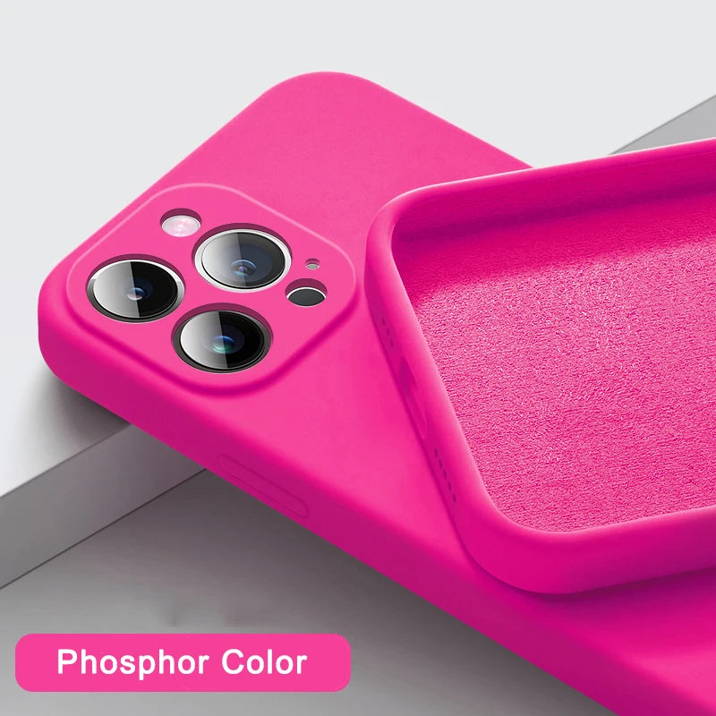 Premium iPhone Case MagSafe Compatible Square Liquid Silicone Shockproof Protective Cover Camera Lens Protection Slim Design