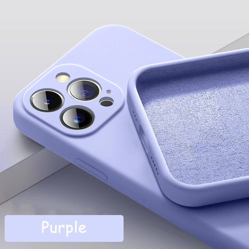 Premium iPhone Case MagSafe Compatible Square Liquid Silicone Shockproof Protective Cover Camera Lens Protection Slim Design