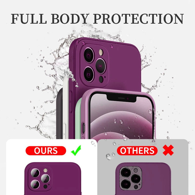 Premium iPhone Case MagSafe Compatible Square Liquid Silicone Shockproof Protective Cover Camera Lens Protection Slim Design