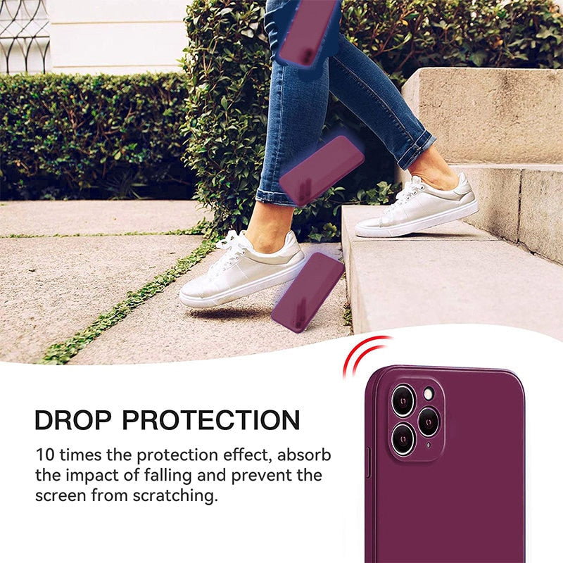 Premium iPhone Case MagSafe Compatible Square Liquid Silicone Shockproof Protective Cover Camera Lens Protection Slim Design