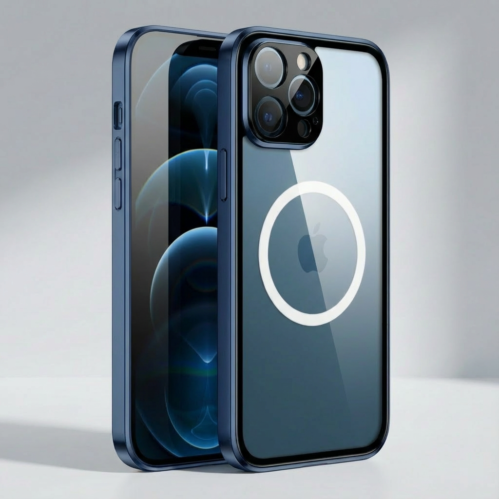 Premium iPhone Case MagSafe Compatible Transparent Full Body Aluminum Frame Tempered Glass Shockproof Protective Cover Camera Lens Protection