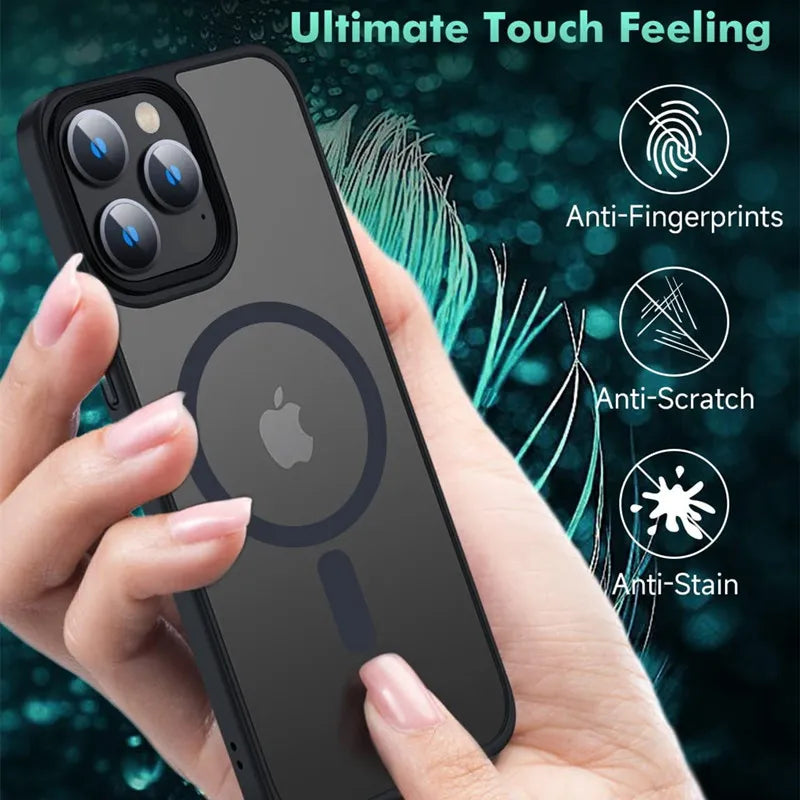 Premium iPhone Case MagSafe Compatible Transparent Hybrid Shockproof Protective Cover Clear HD Design Camera Lens Protection Slim Profile