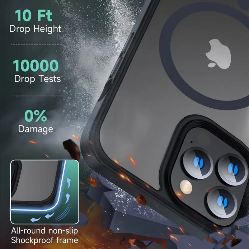 Premium iPhone Case MagSafe Compatible Transparent Hybrid Shockproof Protective Cover Clear HD Design Camera Lens Protection Slim Profile