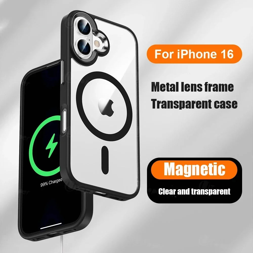 Premium iPhone Case MagSafe Compatible Transparent Hybrid Shockproof Protective Cover Clear HD Design Camera Lens Protection Slim Profile