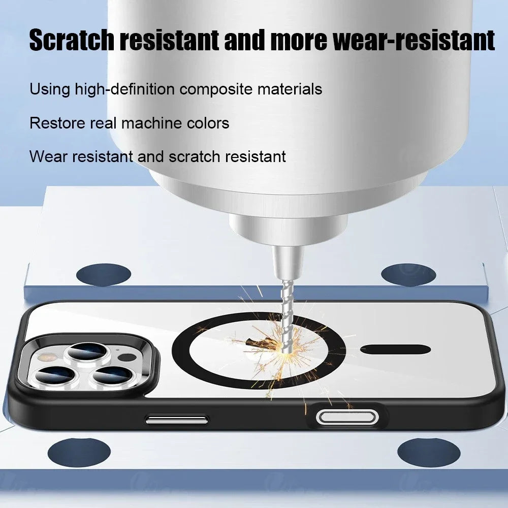 Premium iPhone Case MagSafe Compatible Transparent Hybrid Shockproof Protective Cover Clear HD Design Camera Lens Protection Slim Profile