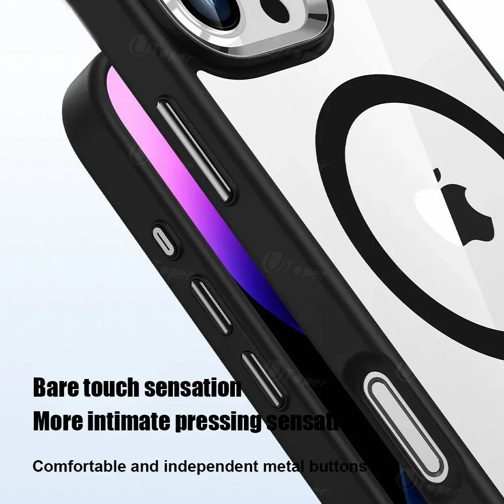 Premium iPhone Case MagSafe Compatible Transparent Hybrid Shockproof Protective Cover Clear HD Design Camera Lens Protection Slim Profile