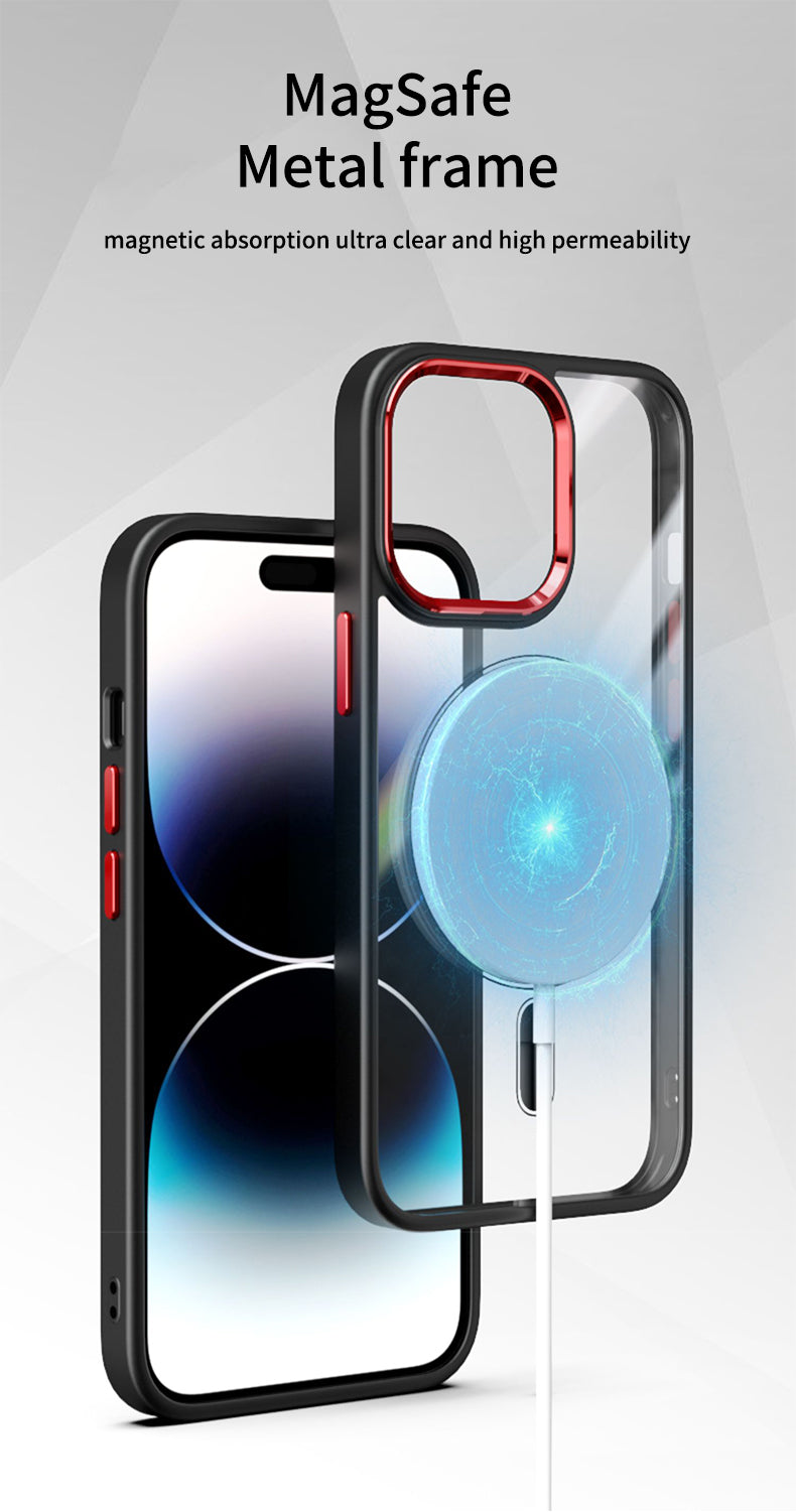 Premium iPhone Case MagSafe Compatible Transparent Hybrid Shockproof Protective Cover Clear HD Design Camera Lens Protection Slim Profile