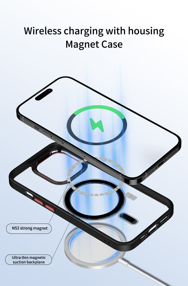 Premium iPhone Case MagSafe Compatible Transparent Hybrid Shockproof Protective Cover Clear HD Design Camera Lens Protection Slim Profile