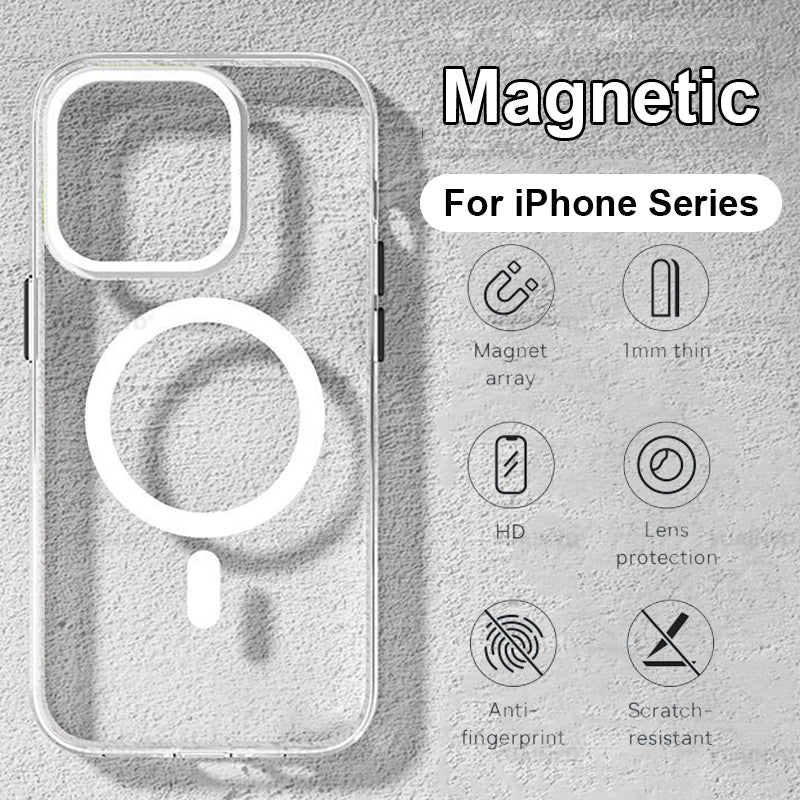 Premium iPhone Case MagSafe Compatible Transparent Ultra Thin Shockproof Protective Cover Frameless Clear Design Camera Lens Protection Slim Profile