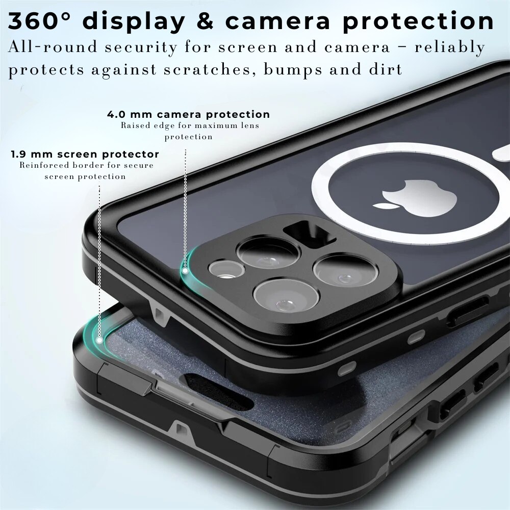 Premium iPhone Case MagSafe Compatible Waterproof IP68 Shockproof Protective Cover 360 Full Body Sealed Design Camera Lens Protection Dustproof