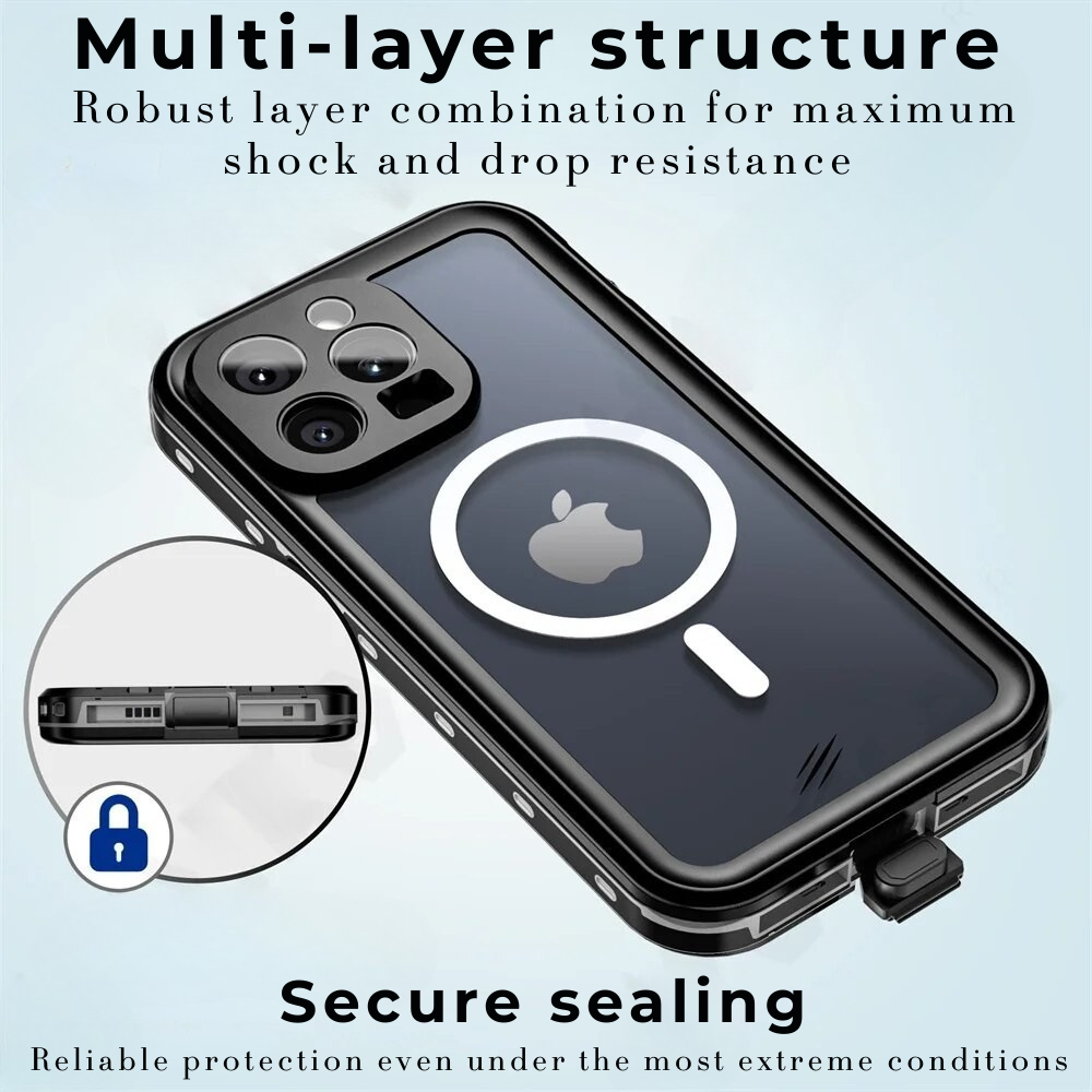 Premium iPhone Case MagSafe Compatible Waterproof IP68 Shockproof Protective Cover 360 Full Body Sealed Design Camera Lens Protection Dustproof